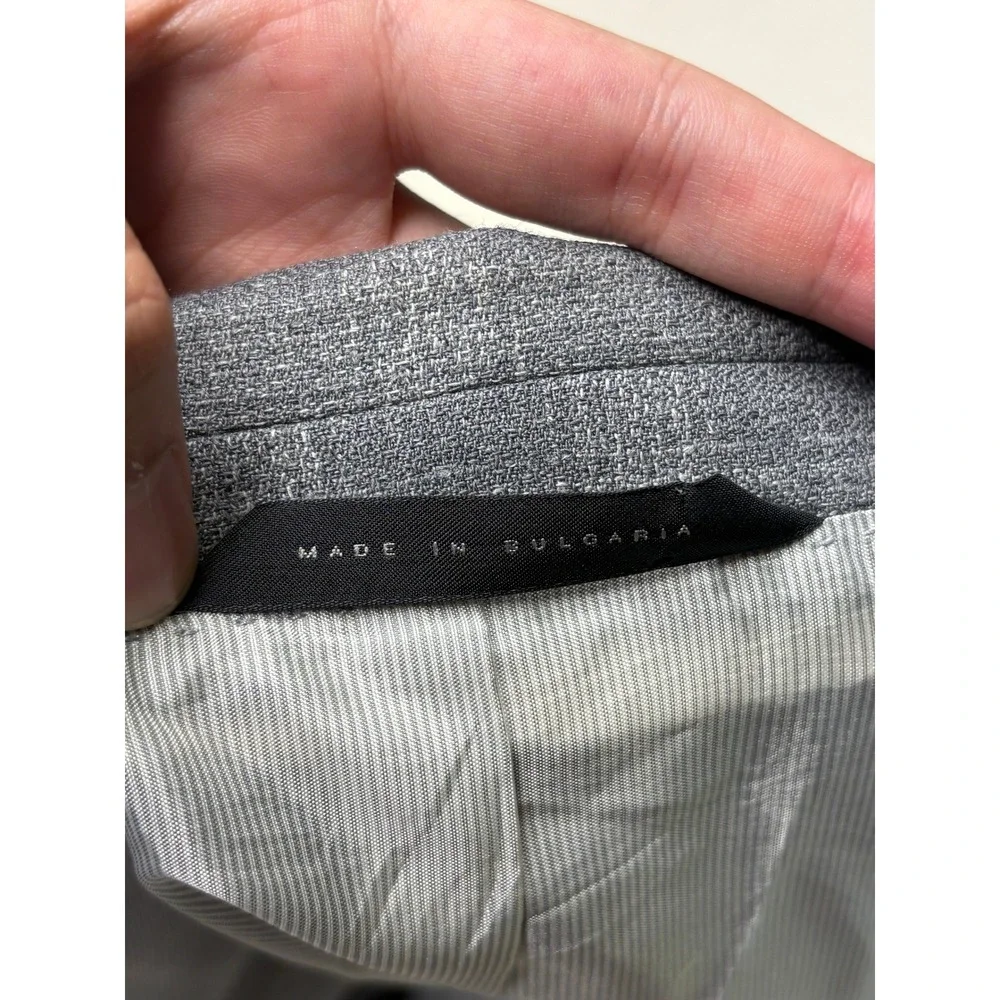 Hugo Boss Hutsons4 Grey Plaid Virgin Wool‎ Blazer Sport Coat Mens 38R Lanificio